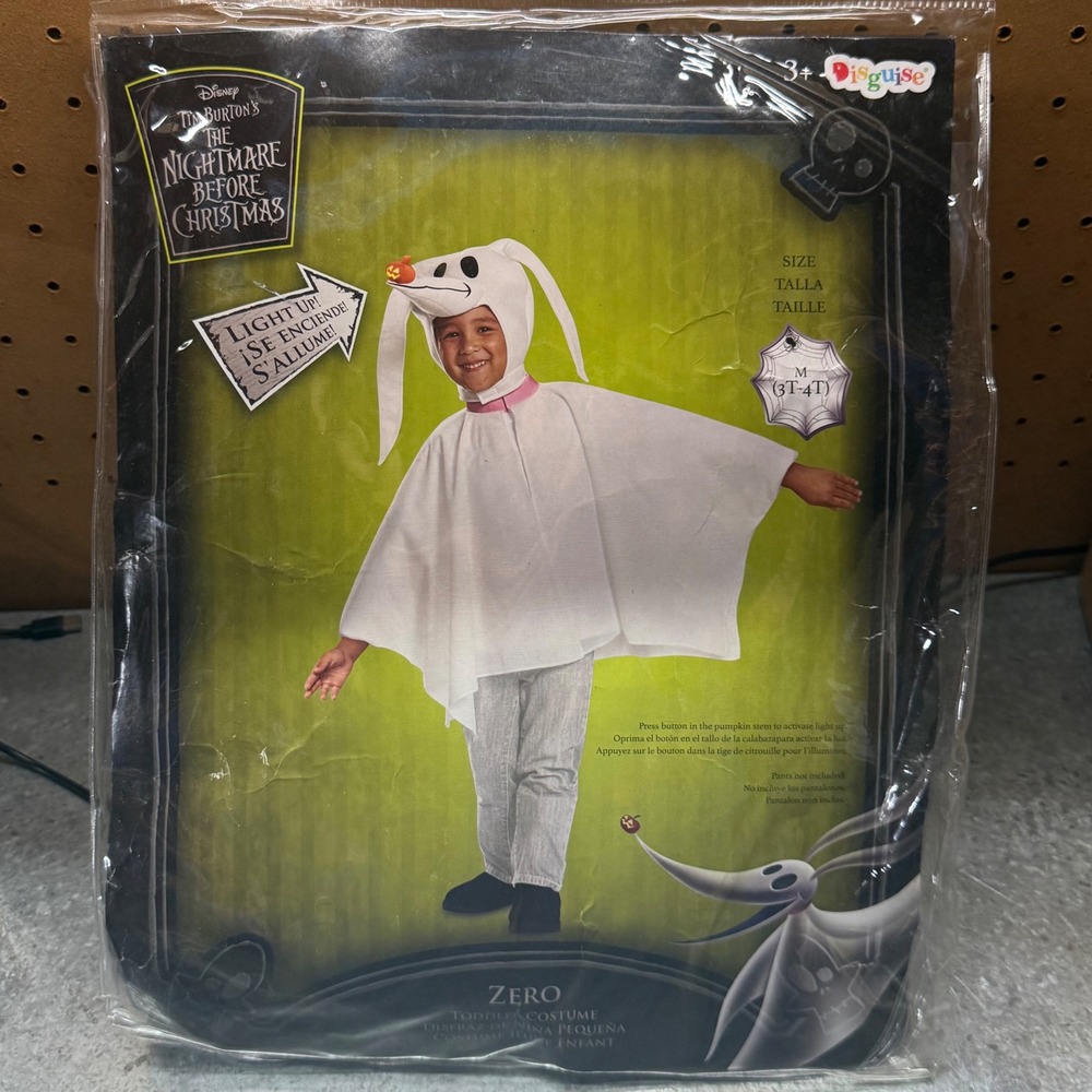 Disguise Zero Costume Toddler 3T-4T White Light Up Nightmare Before Christmas